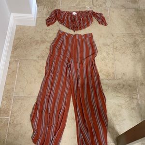 Orange striped two piece set